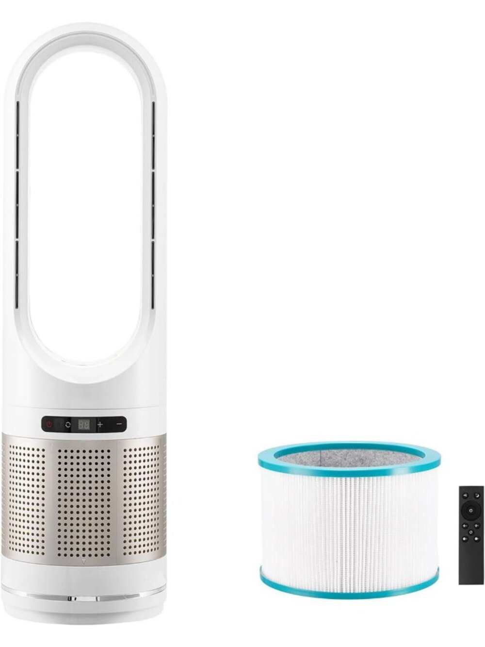 Bladeless Tower Fan with 8 Speeds, 80° Oscillation, HEPA Filter & Remote Control
